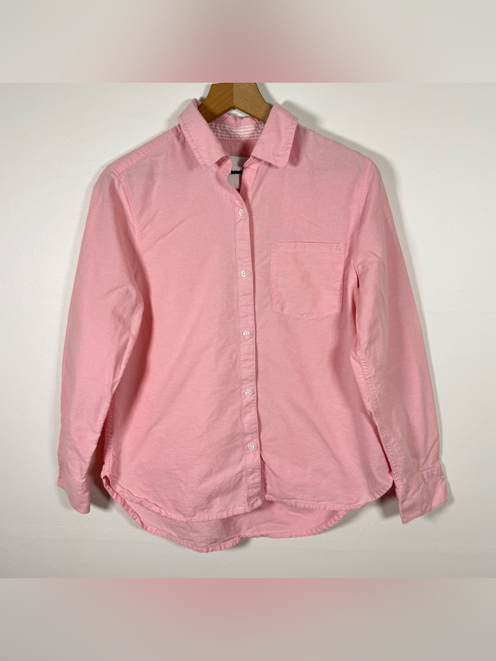 LOLA RIVER Women’s Petal Pink Cotton Classic Button Down Top Sz M